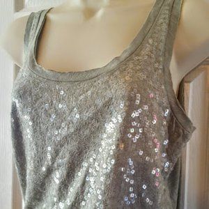 CASUAL SPARKLE SEPARATE! J. Crew Clear Sequin Grey Tank Top Sz S
